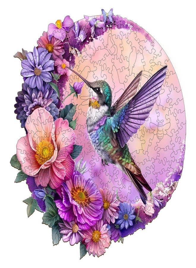 Jigfoxy Wooden Puzzles for Adults, Hummingbird Wood Puzzle, Unique Animal-Shaped Wooden Jigsaw Puzzle for Adults, Perfect Christmas Thanksgiving Gifts for Family and Friends (M-11.4 * 10.9in-200 pcs) - Image 1